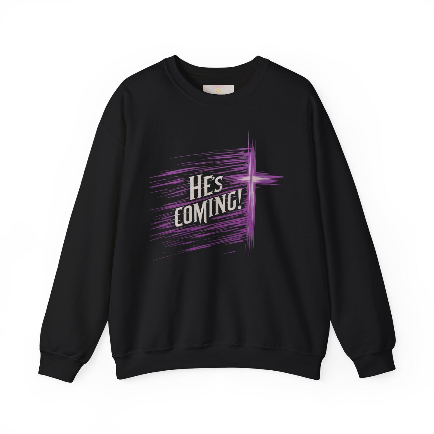 Faithful Watch – Men’s Christian Crewneck Sweater Featuring “He’s Coming”