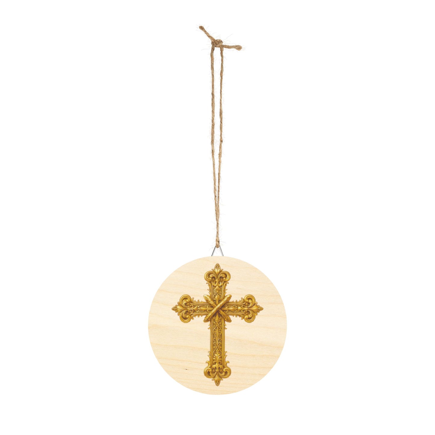 Golden Cross Wall Hanging — Faith-Inspired Wooden Décor