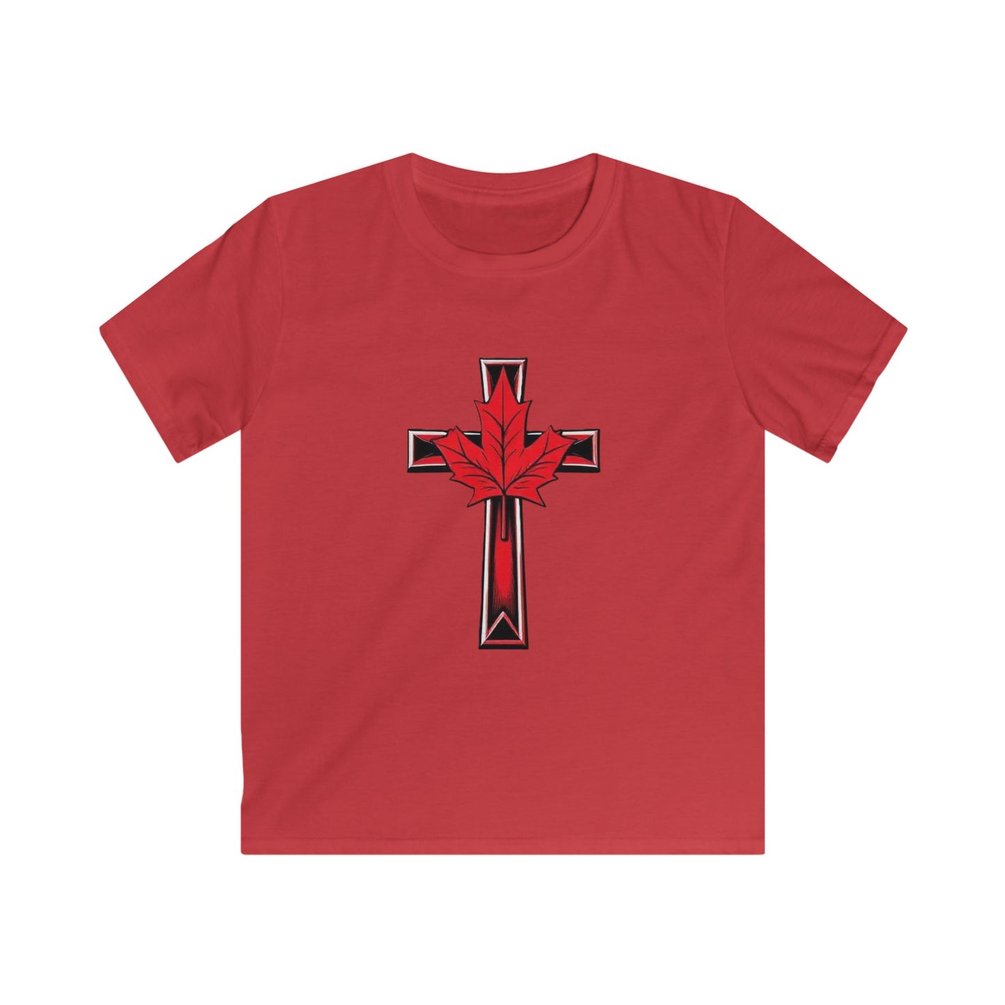 True North in Christ – Softstyle Tee with Cross & Maple Leaf