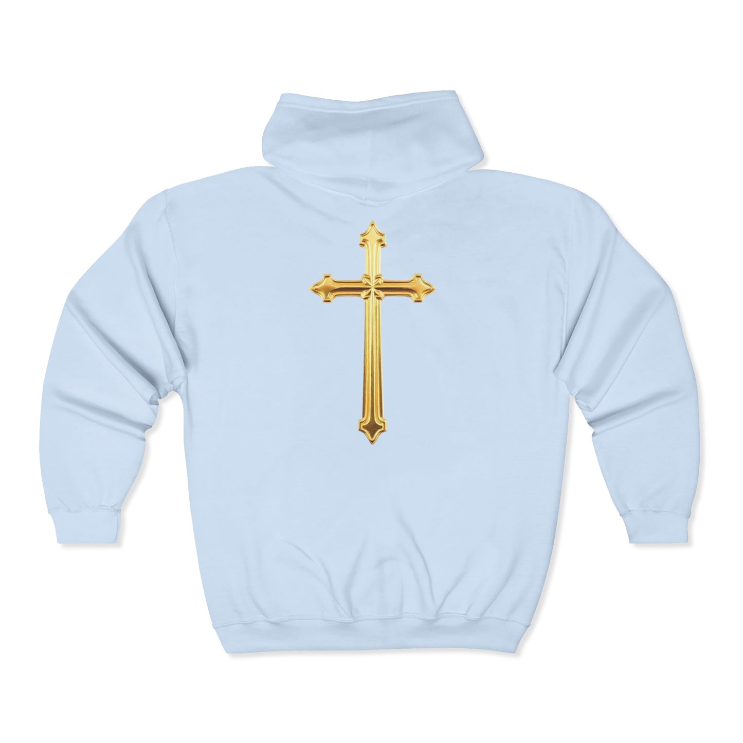 Golden Grace Women's Zip-Up Hoodie with Gold Cross Design
