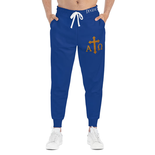 Men’s Alpha & Omega Jogger Pants in Blue – Comfortable Faith-Inspired Style