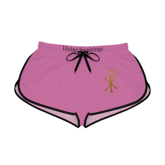Radiant Faith Women's Shorts in Pink with Chi Rho Design