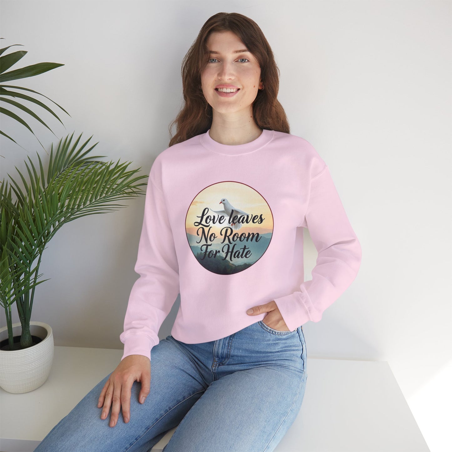 Women’s “Love Leaves No Room For Hate” Christian Sweatshirt – Bold Love Statement Pullover