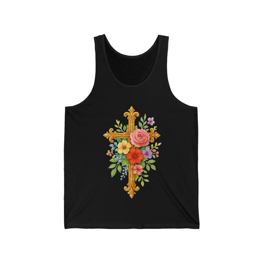 Floral Cross Women’s Tank Top – Faith That Shines