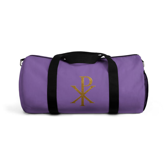 Women's Christ’s Victory Duffle Bag in Purple – Chi Rho Symbol