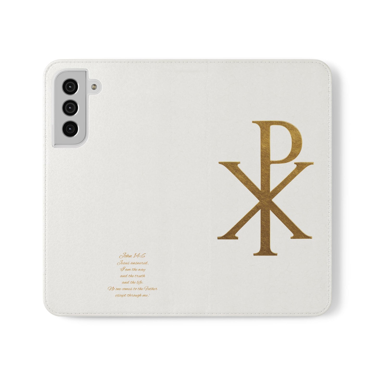White Chi Rho Symbol Wallet Case – “I am the Way, the Truth, the Life”