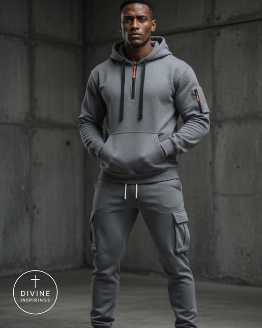 Chosen Warrior Men's Hooded Casual Sports Multi-Pocket Set
