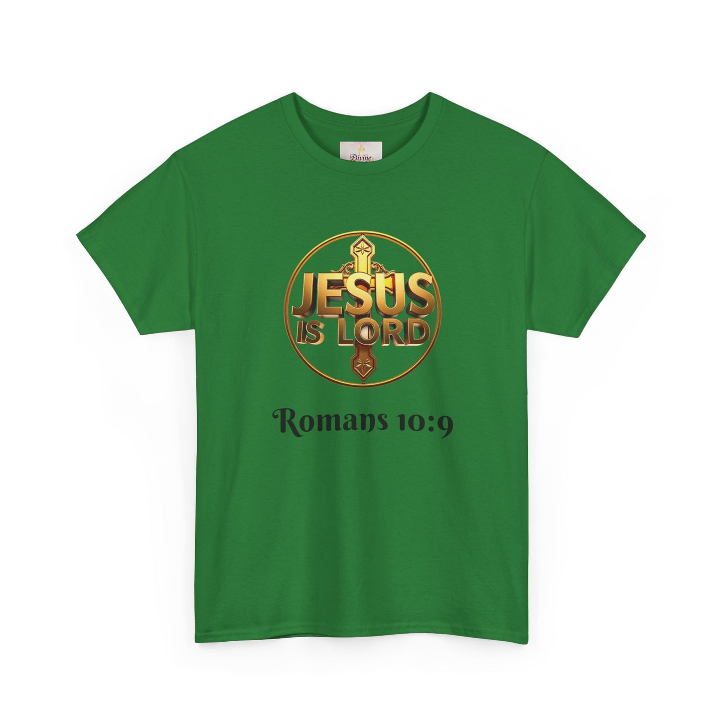 Men’s Romans 10:9 Christian T-Shirt – Jesus Is Lord & He Is Risen (Dark Lettering)