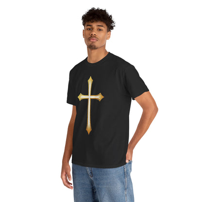 Men’s Gold Cross Tee – Christian Faith-Inspired Apparel