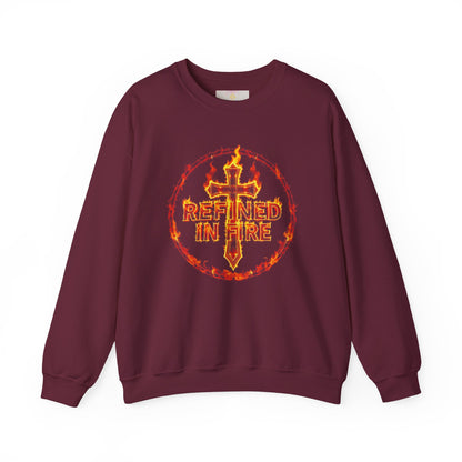 Men’s “Refined in Fire” Christian Sweatshirt – Bold Flame Design Pullover