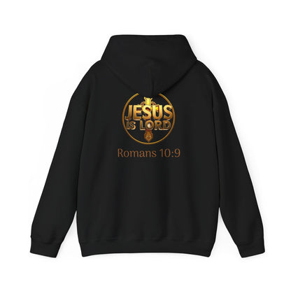 Jesus is Lord - Men's Christian Hoodie with Golden Cross