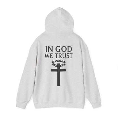 In God We Trust – Men’s Christian Hoodie with Cross & Crown of Thorns