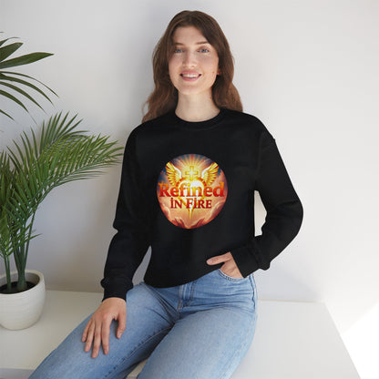 Women’s “Refined in Fire” Christian Sweatshirt – Bold Flame Design Pullover