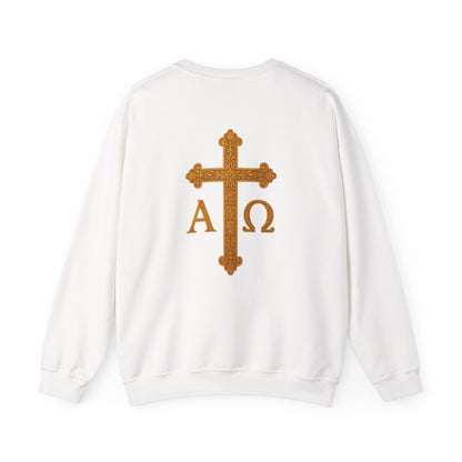 Christ is King – Men’s Christian Sweatshirt with Crowned Lion & Cross