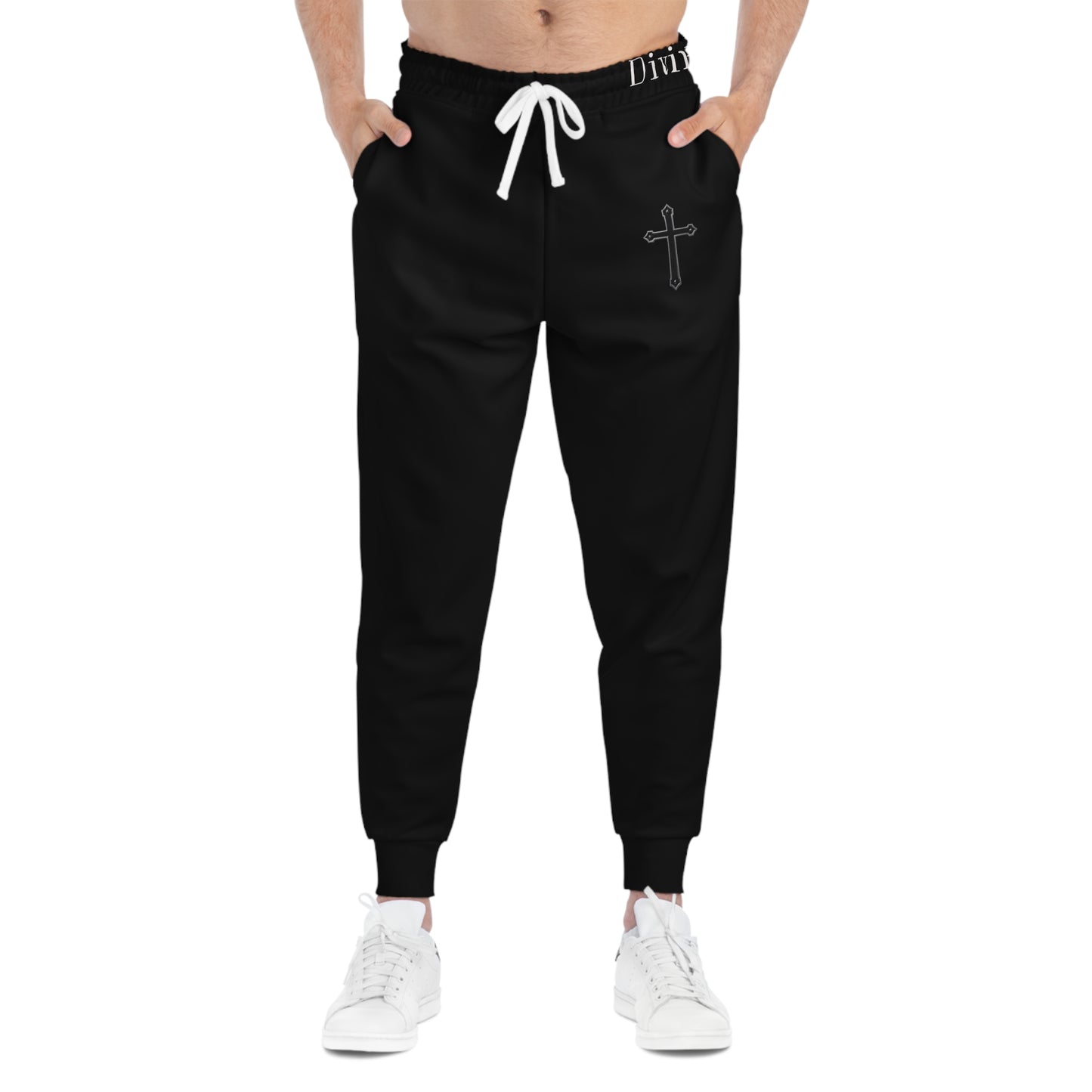 Men’s Black Cross Jogger Pants in Black – Faith-Inspired Comfort & Everyday Style