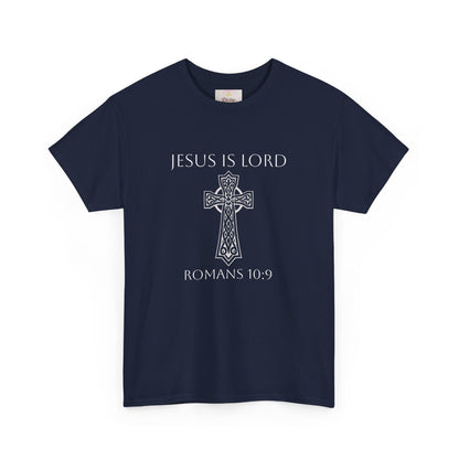 Women's Jesus is Lord Christian T-Shirt – Modern Cross Design (White Lettering)