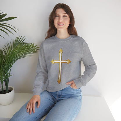 Women’s Gold Cross Sweatshirt – Christian Faith Apparel
