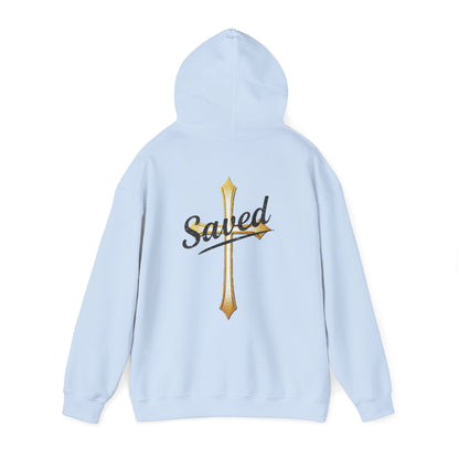 Saved Men’s Hoodie – Christian Faith Hoodie with Cross & John 3:16