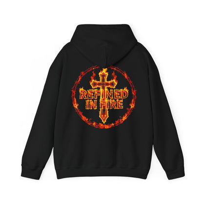 Men’s “Refined in Fire” Christian Hoodie – Flame Design Faith Pullover