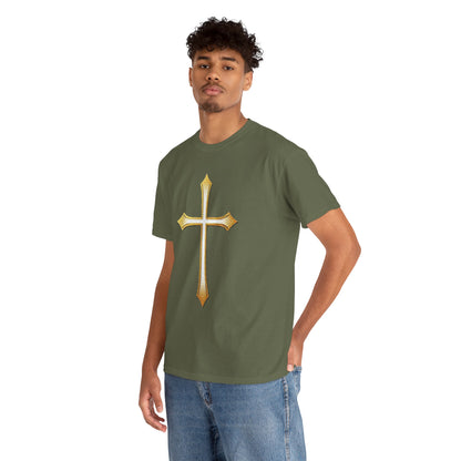 Men’s Gold Cross Tee – Christian Faith-Inspired Apparel