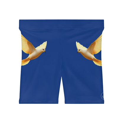 Golden Dove Women’s Biking Shorts in Blue – Spirit of Peace and Power