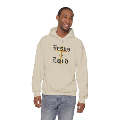 Men’s “Jesus is Lord” Christian Hoodie – Bold Cross Faith Pullover