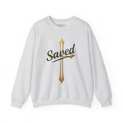 Saved Men's Sweatshirt – Christian Faith Apparel with Cross Design