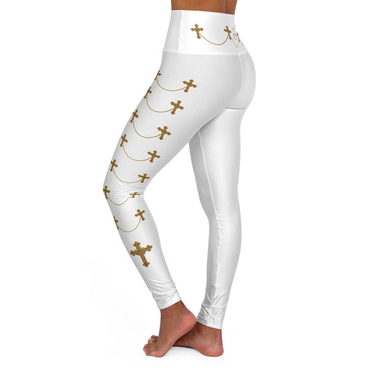 Golden Covenant Women’s High-Waisted Yoga Leggings in White Christian Apparel