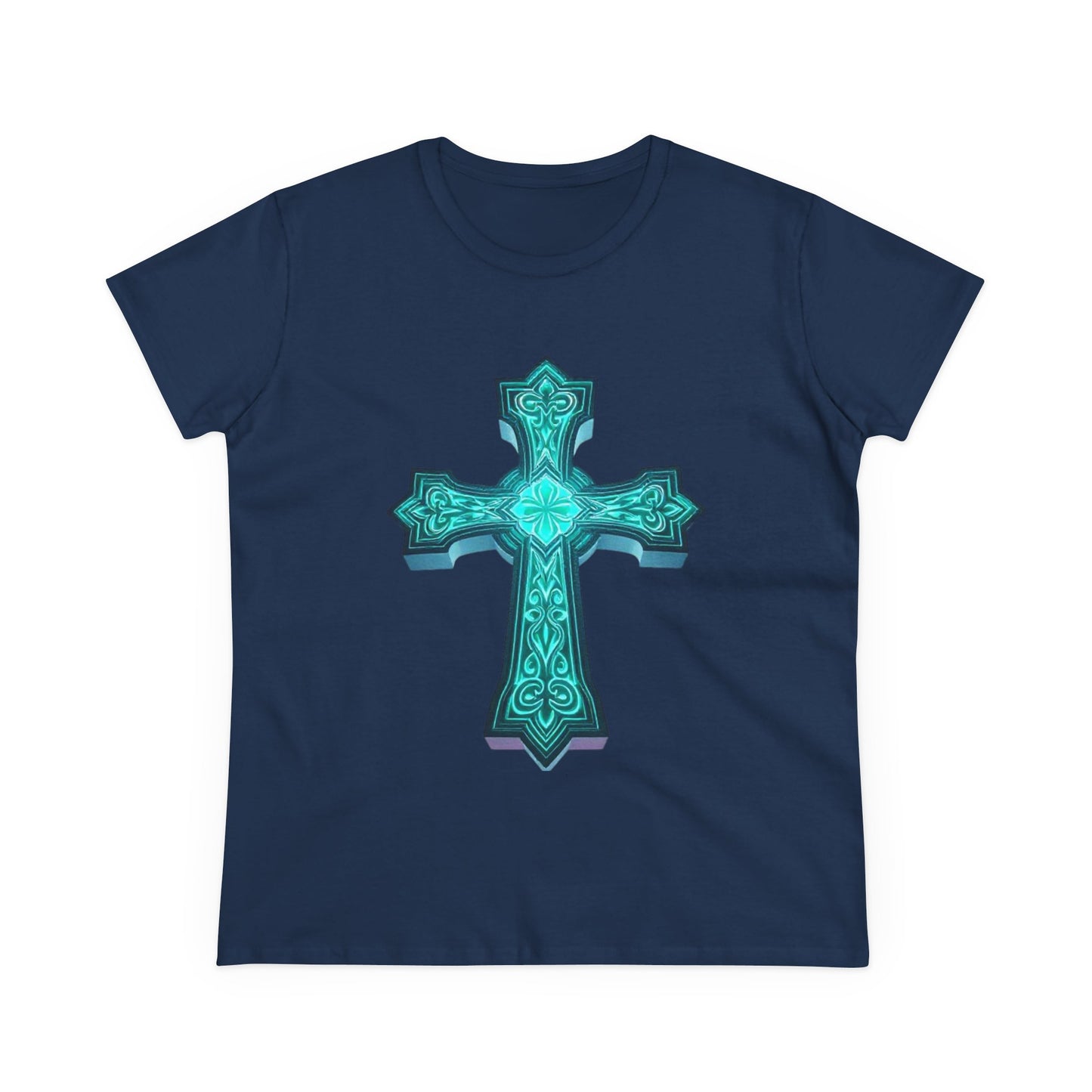 Women’s Light Within Fitted Tee – Luminous Cross Design