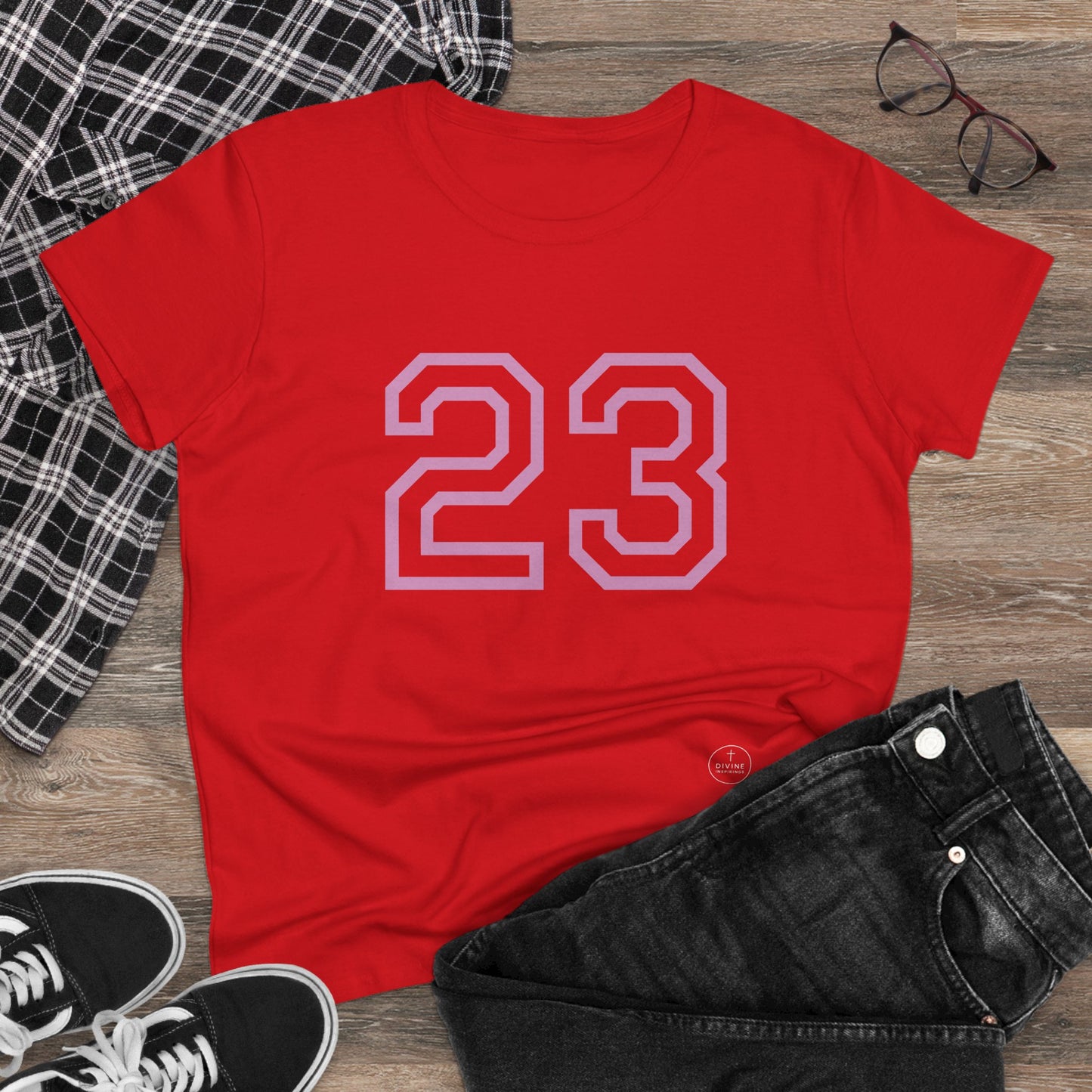 Psalm 23 Women’s Tee – Inspired Sports-Style Shirt (Pink Numbering)