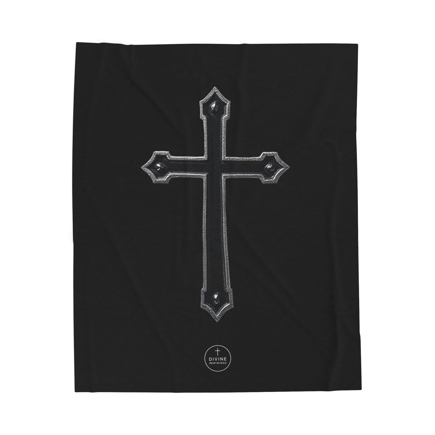Bold Faith Plush Blanket – Black Cross on Black