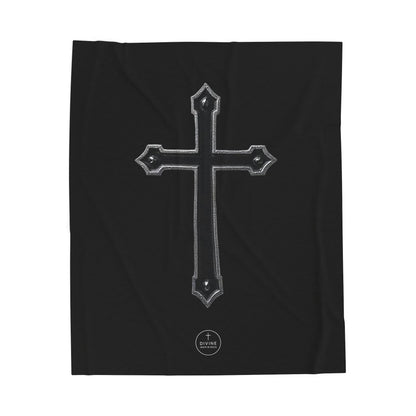 Bold Faith Plush Blanket – Black Cross on Black