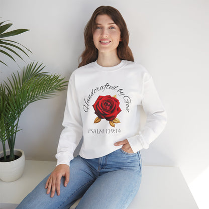 Handcrafted by God Rose Women's Sweatshirt – (Dark Lettering)