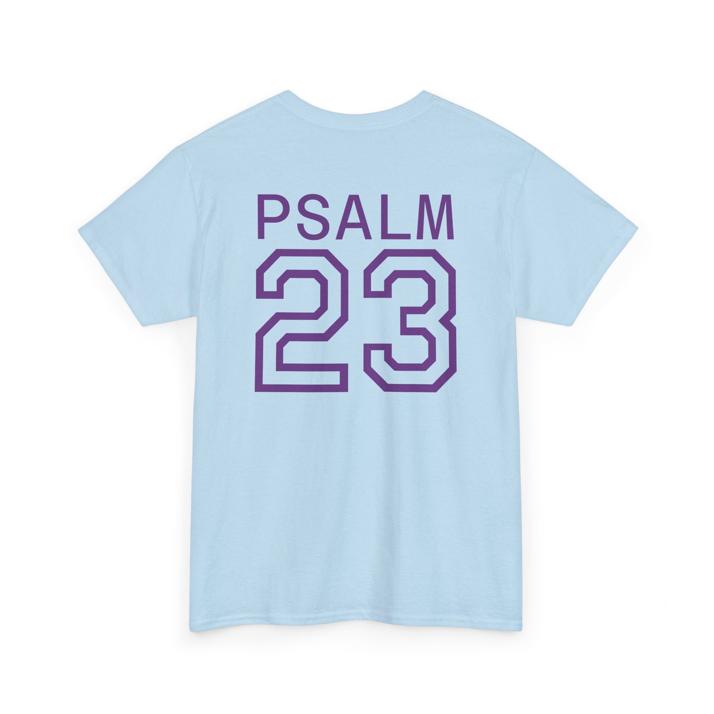 Psalm 23 Men’s T-Shirt – Inspired Sports-Style Shirt (Purple Lettering)