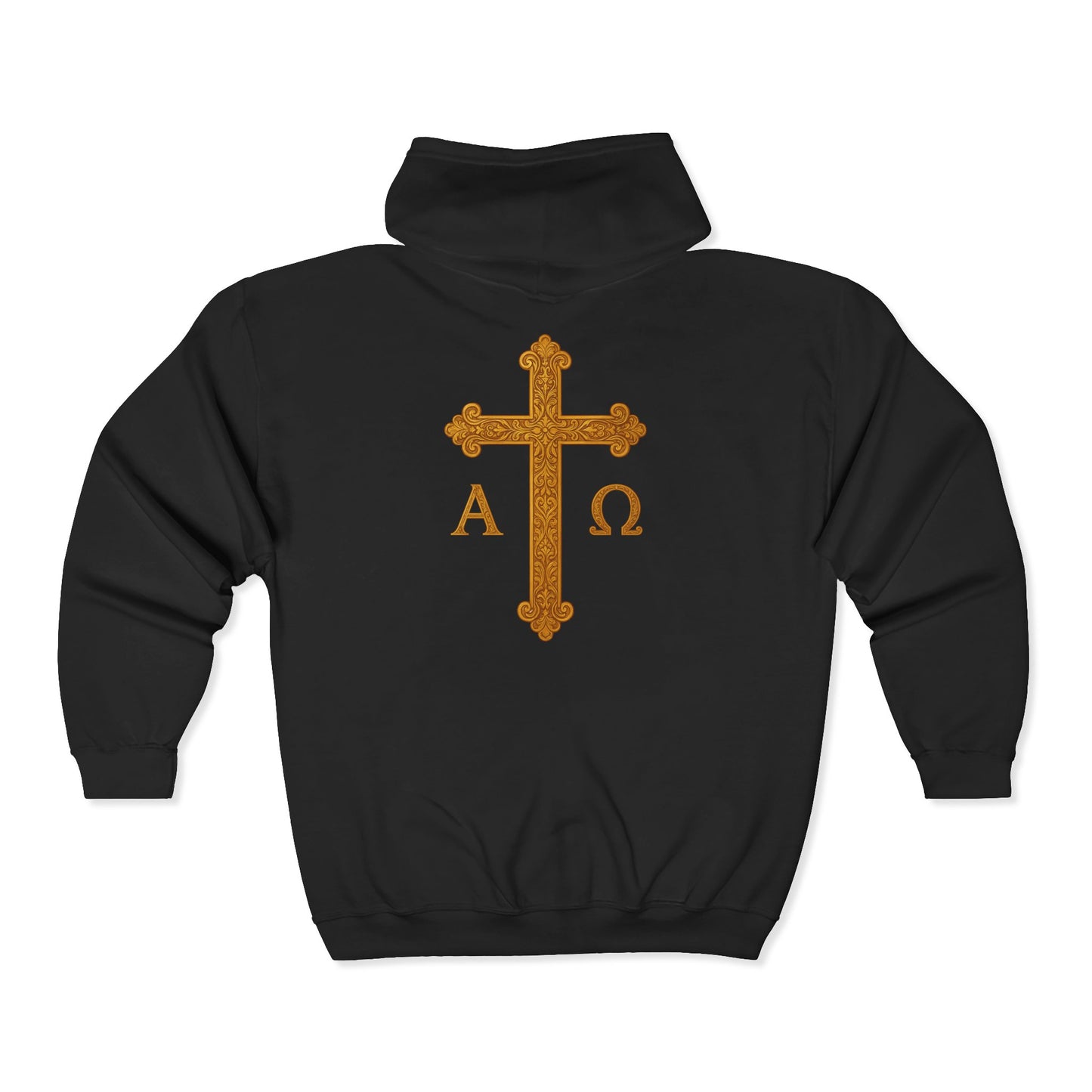 Men’s Alpha & Omega Zip-Up Hoodie – Spiritual Strength & Comfort