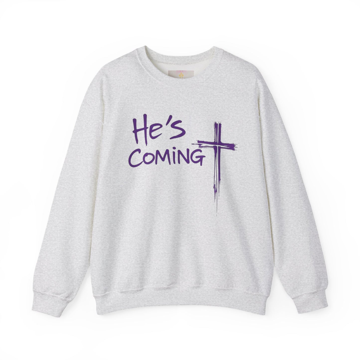 Stand Ready – Men’s Christian Crewneck Sweater with “He’s Coming” Front Design