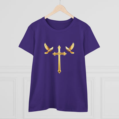 Flight of Grace – Gold Cross & Doves Tee