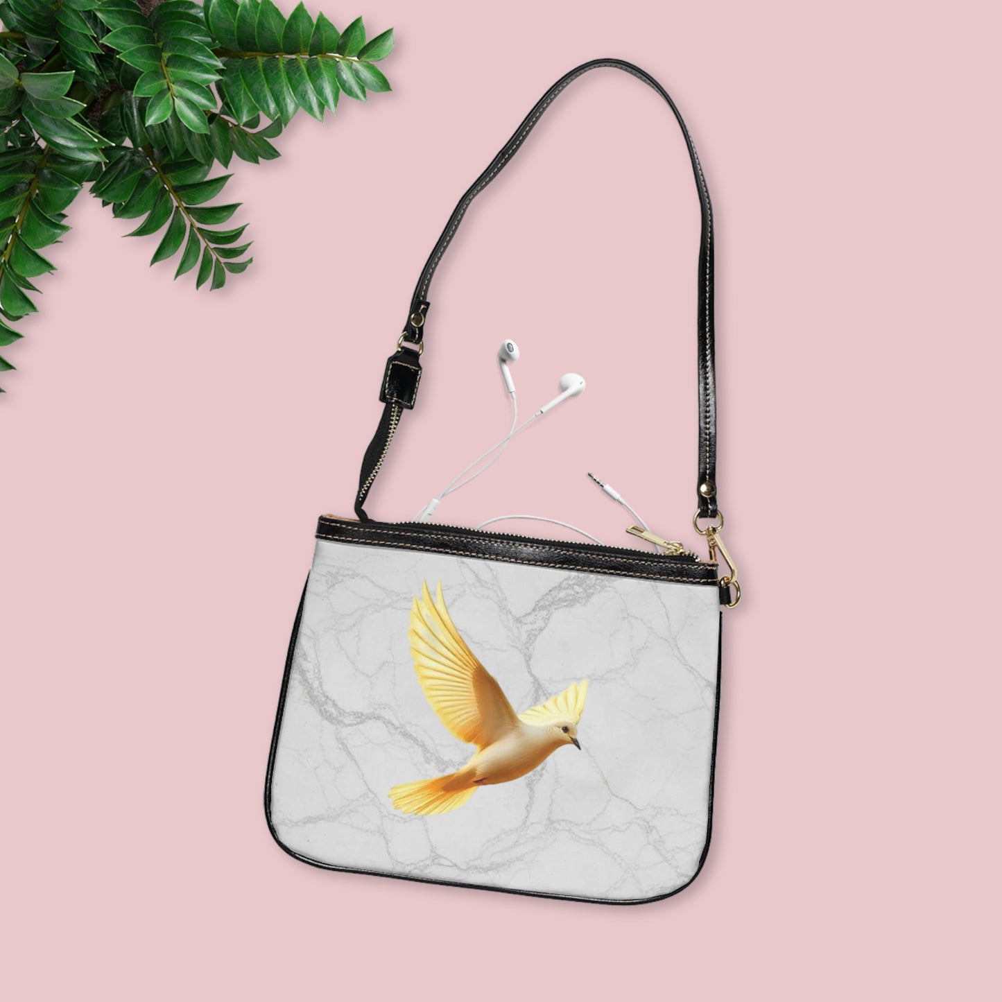 Heaven’s Grace: Golden Dove on Marble – Elegant Christian Purse