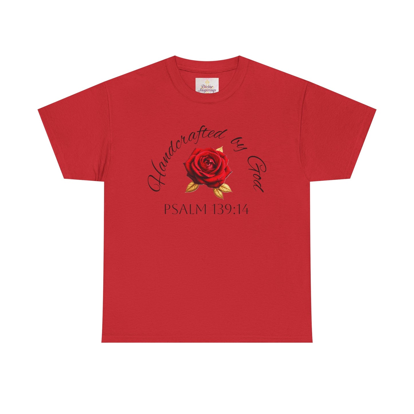 Handcrafted by God (Rose) - Woman's Christian T-Shirt (Dark Lettering)