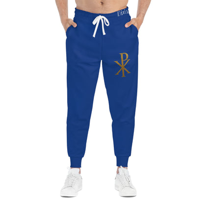 Men’s Chi Rho Jogger Pants in Blue – Comfort with Spiritual Style