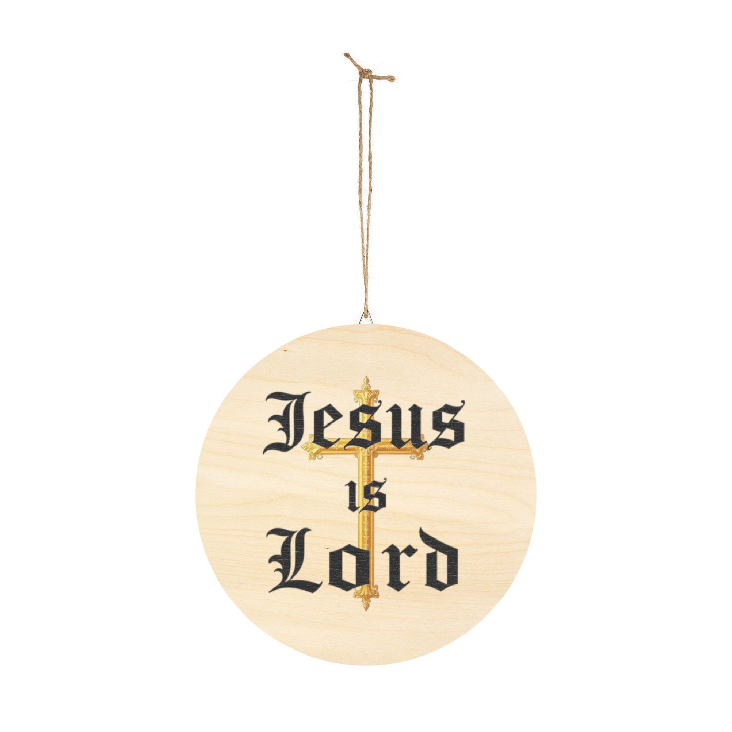Jesus Is Lord Wall Hanging — Gold Cross Christian Décor