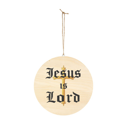 Jesus Is Lord Wall Hanging — Gold Cross Christian Décor