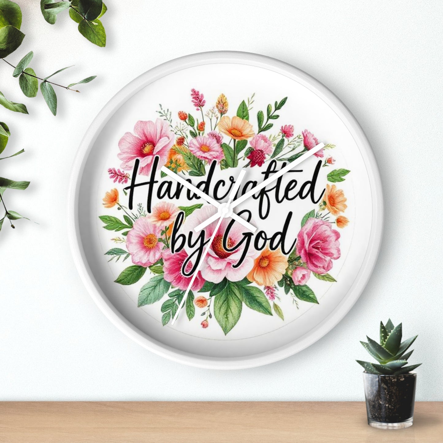 “Handcrafted by God” Wall Clock – Inspirational Christian Home Decor