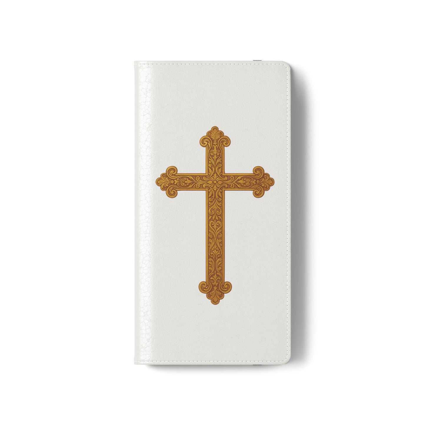 White with Gold Cross & 1 Corinthians 1:18 - Samsung Flip/Wallet Phone Case