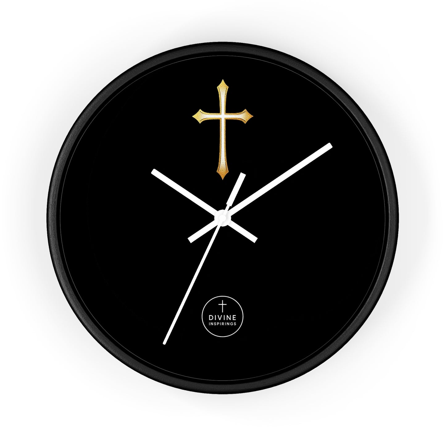 Stunning Gold Cross Wall Clock in Black – Elegant Christian Home Decor