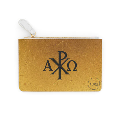 “Divine Majesty” | Women’s Mini Clutch – Black Chi Rho on Molten Gold