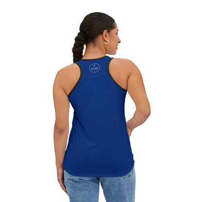 Chi Rho Women’s Christian Tank Top in Blue – Symbol of Victory in Christ