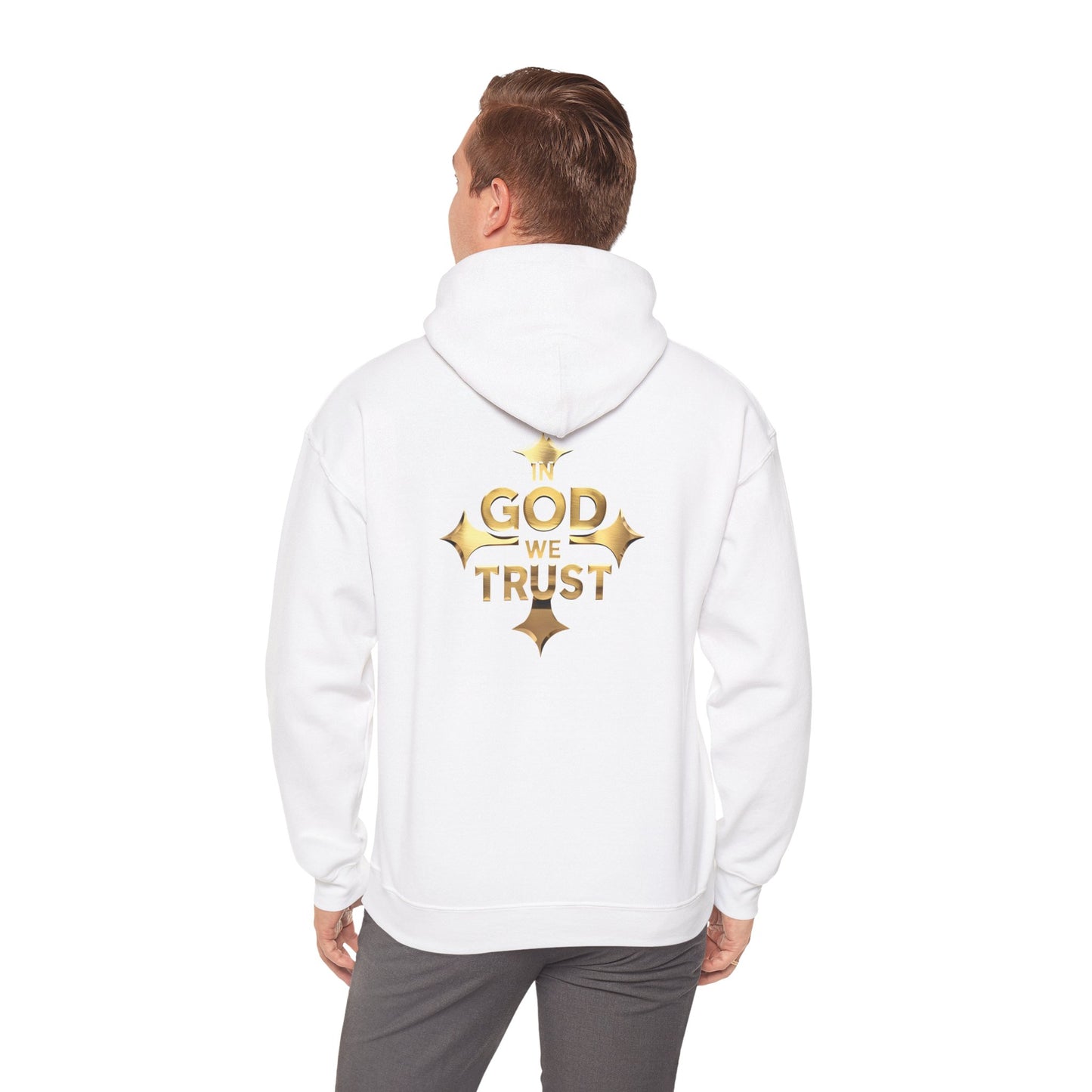 In God We Trust (Gold) - Men's Christian Hoodie with Golden Cross