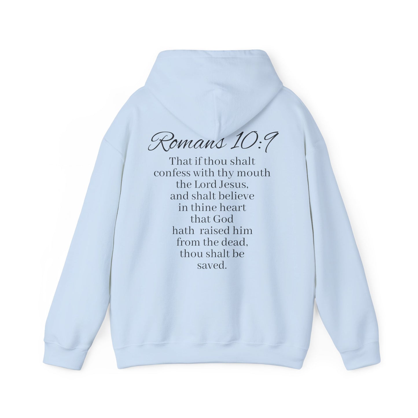 Women’s Believe Christian Hoodie – Praying Hands & Romans 10:9