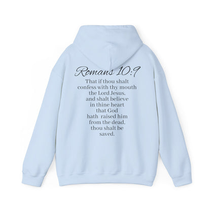 Women’s Believe Christian Hoodie – Praying Hands & Romans 10:9